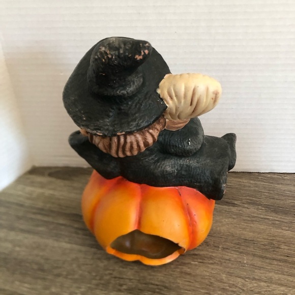 Vtg Halloween Witch and Jack O’Lantern Candle Holder - Picture 5 of 16